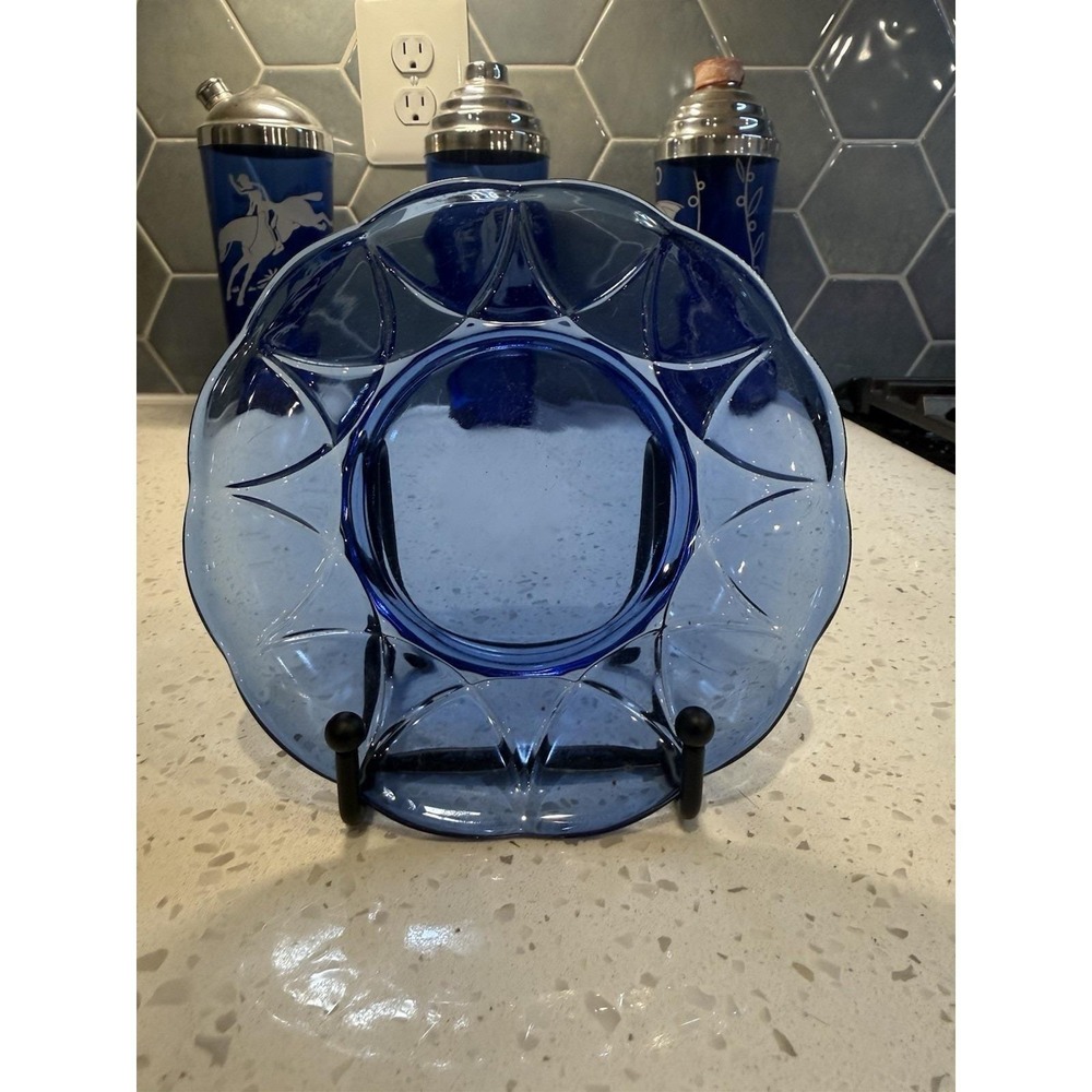 Hazel Atlas Cobalt Ritz Blue Newport Hairpin 6" Sherbet Bread Butter Plate
